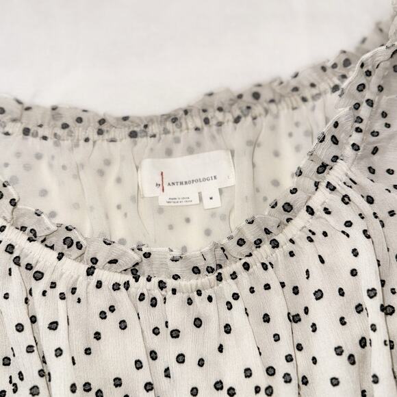 Anthropologie Lucia Off Shoulder Smocked Polka Dot Blouse Romantic Medium - Picture 11 of 15